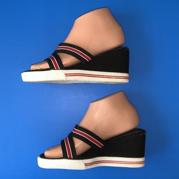 MICHAEL KORS Black Wedge Slip-On Sandals Size 6 - Picture 3 of 6